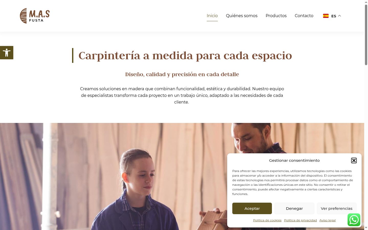 Captura de ecrã do banner de consentimento apresentado antes de qualquer interação