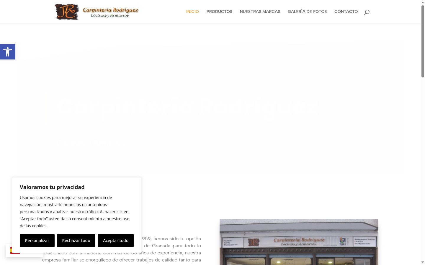 Captura de ecrã do banner de consentimento apresentado antes de qualquer interação