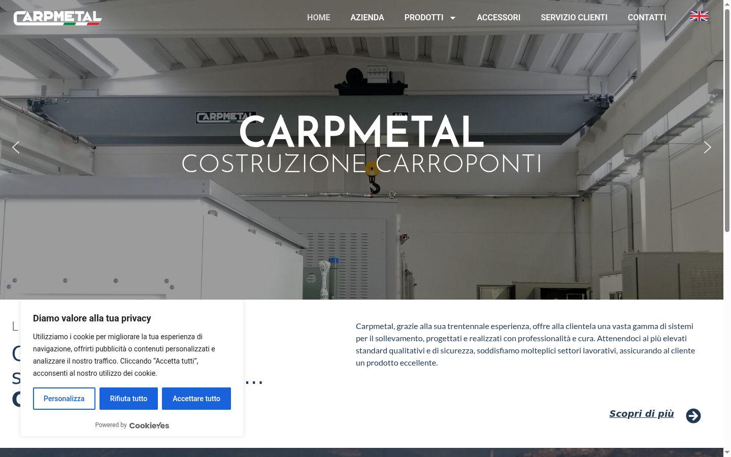 Screenshot del banner di consenso mostrato prima di qualsiasi interazione