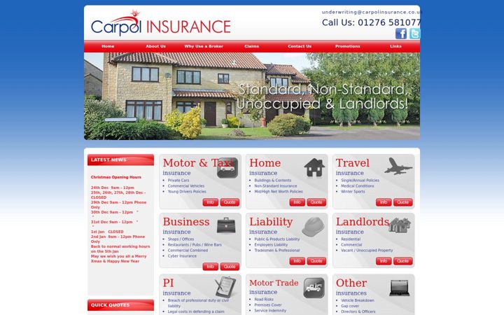 Screenshot of carpolinsurance.co.uk