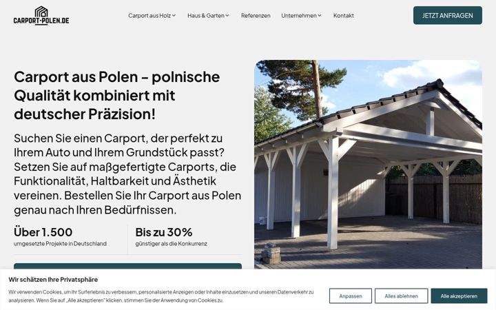 Captură de ecran a carport-polen.de