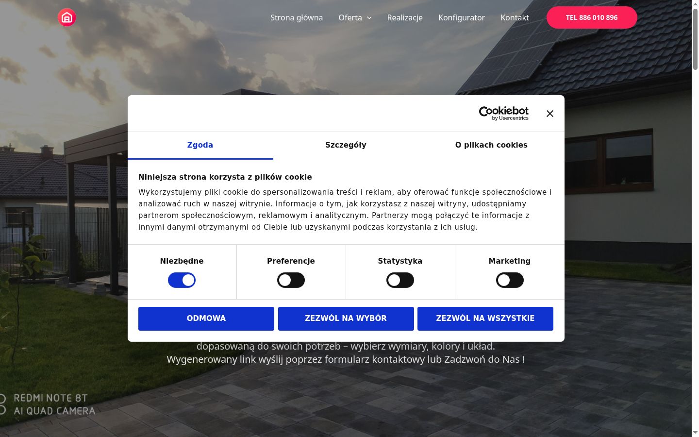 Screenshot del banner di consenso mostrato prima di qualsiasi interazione