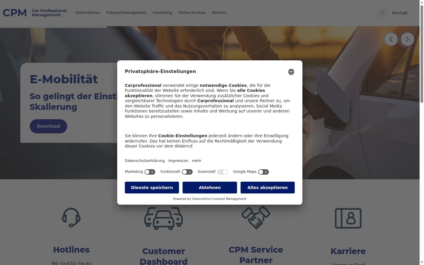 Screenshot del banner di consenso mostrato prima di qualsiasi interazione