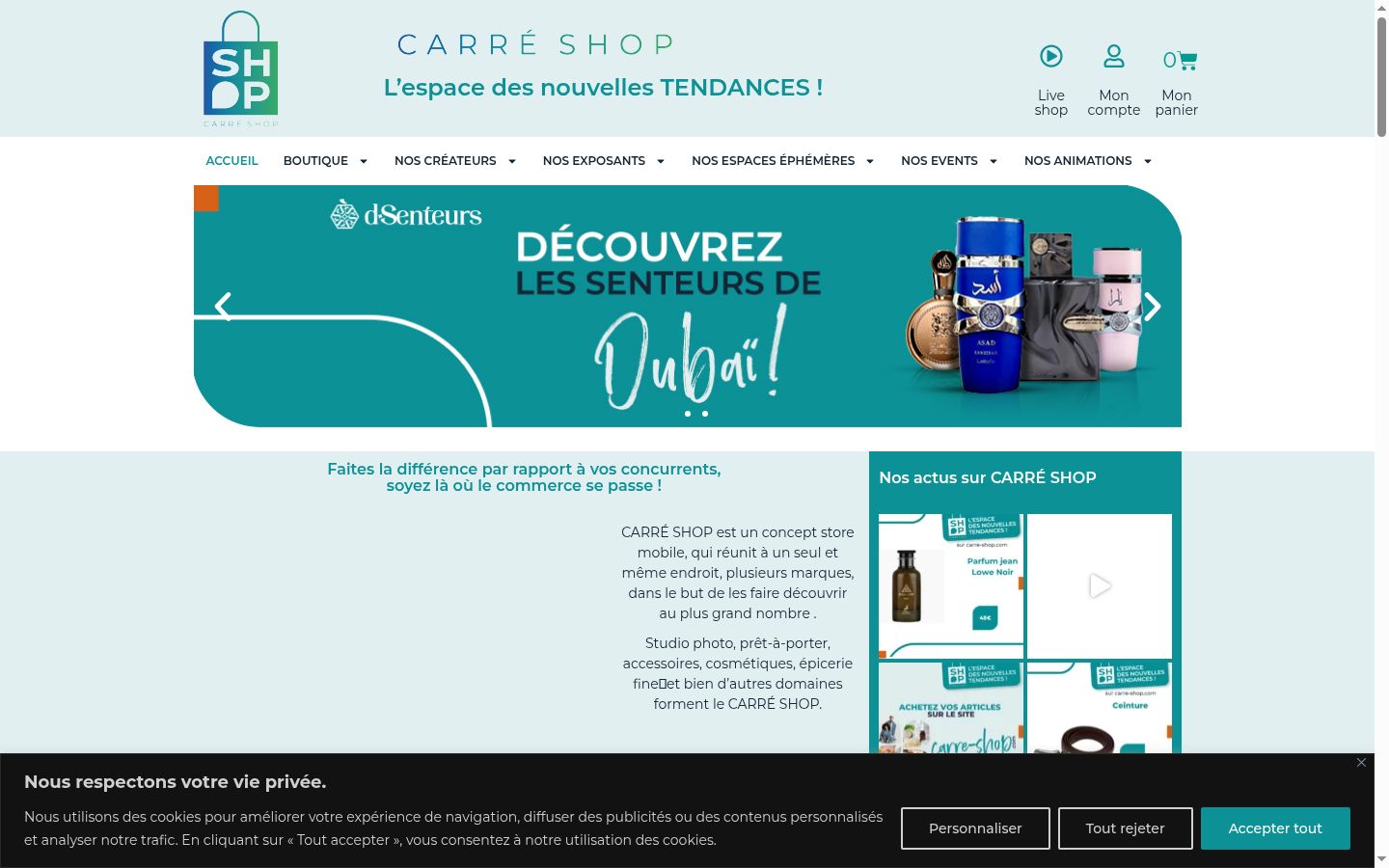 Capture d'écran de la bannière de consentement affichée avant toute interaction