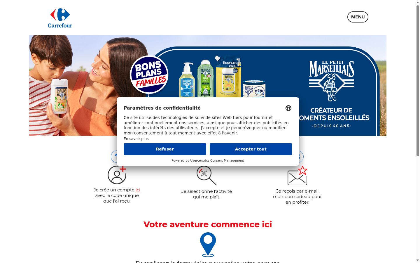 Screenshot del banner di consenso mostrato prima di qualsiasi interazione