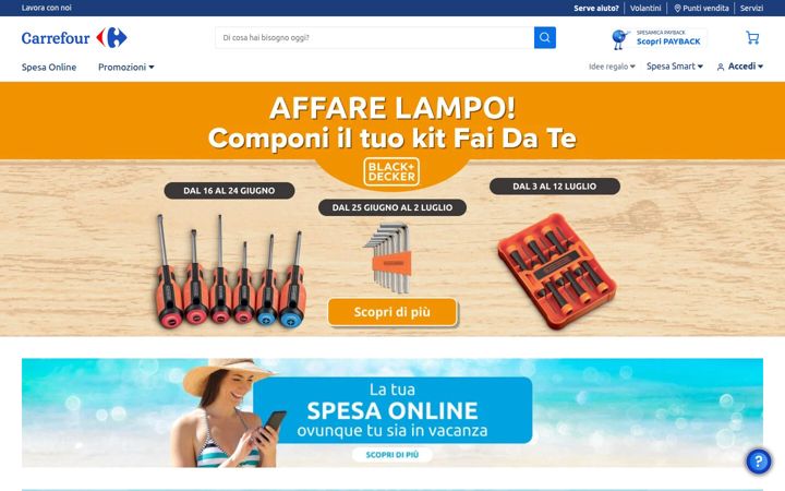 Ekrano kopija carrefour.it