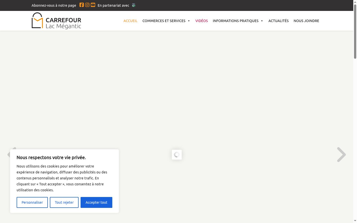 Screenshot del banner di consenso mostrato prima di qualsiasi interazione