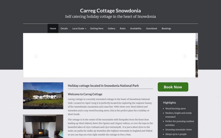 Screenshot of carreg-cottage-snowdonia.co.uk