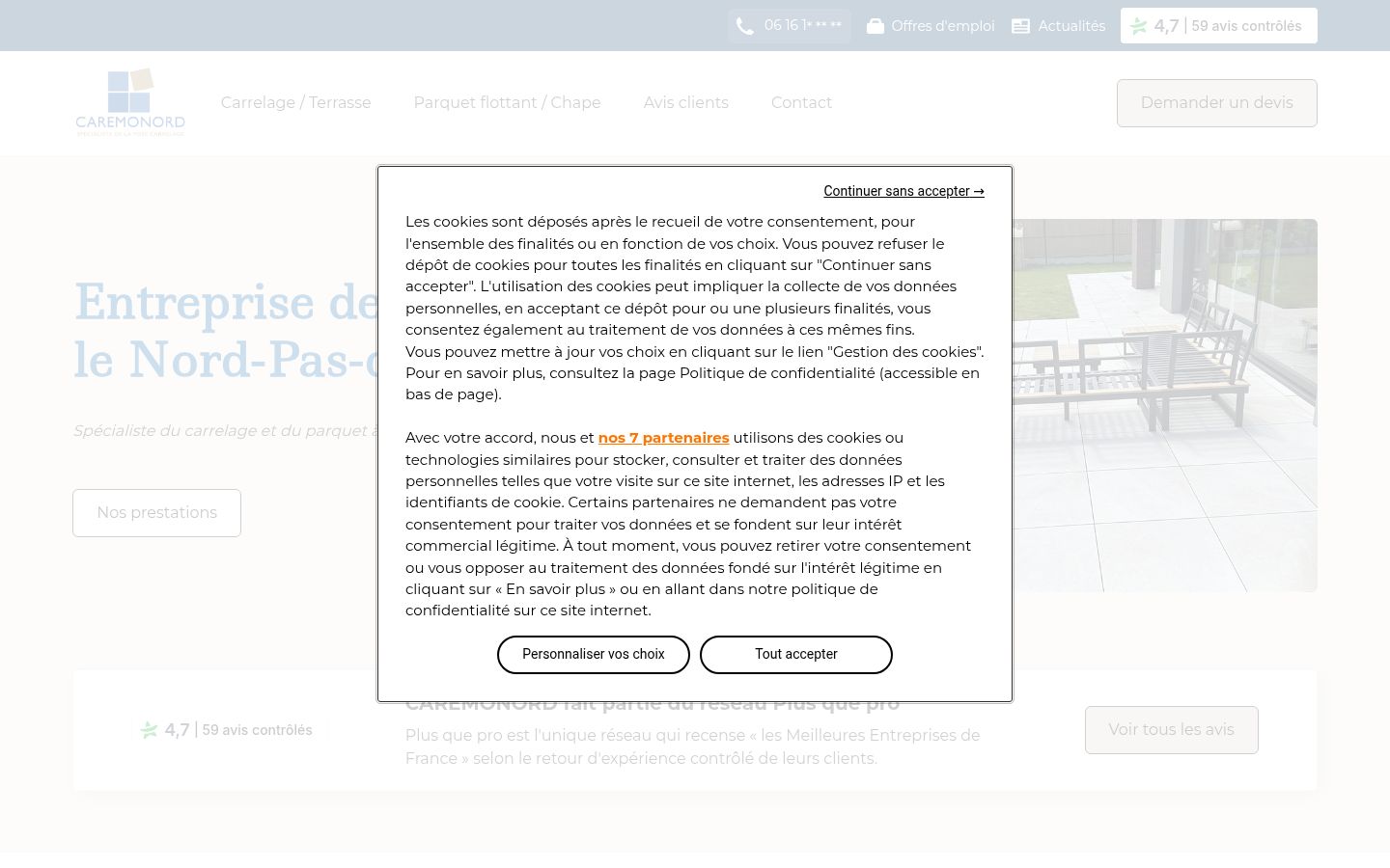 Screenshot del banner di consenso mostrato prima di qualsiasi interazione
