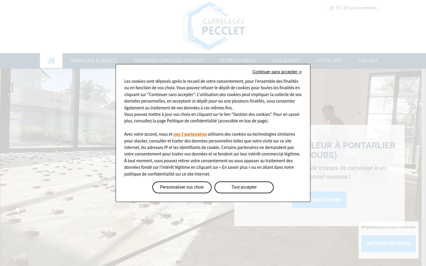 Screenshot del banner di consenso mostrato prima di qualsiasi interazione