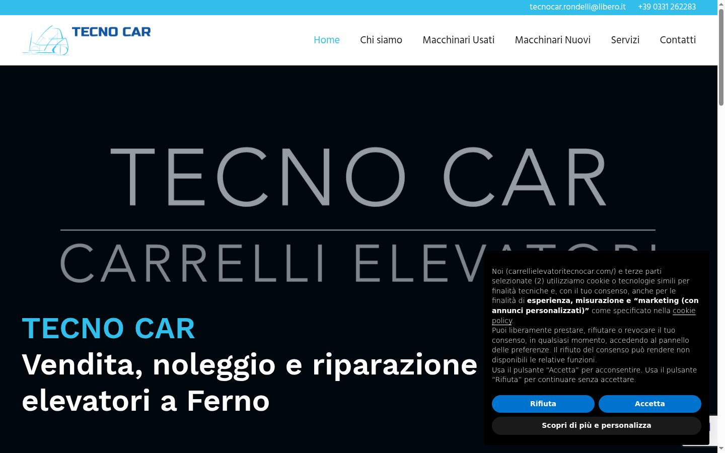 Screenshot del banner di consenso mostrato prima di qualsiasi interazione