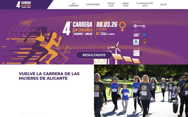 Snímek obrazovky carreraalicantemujer.es