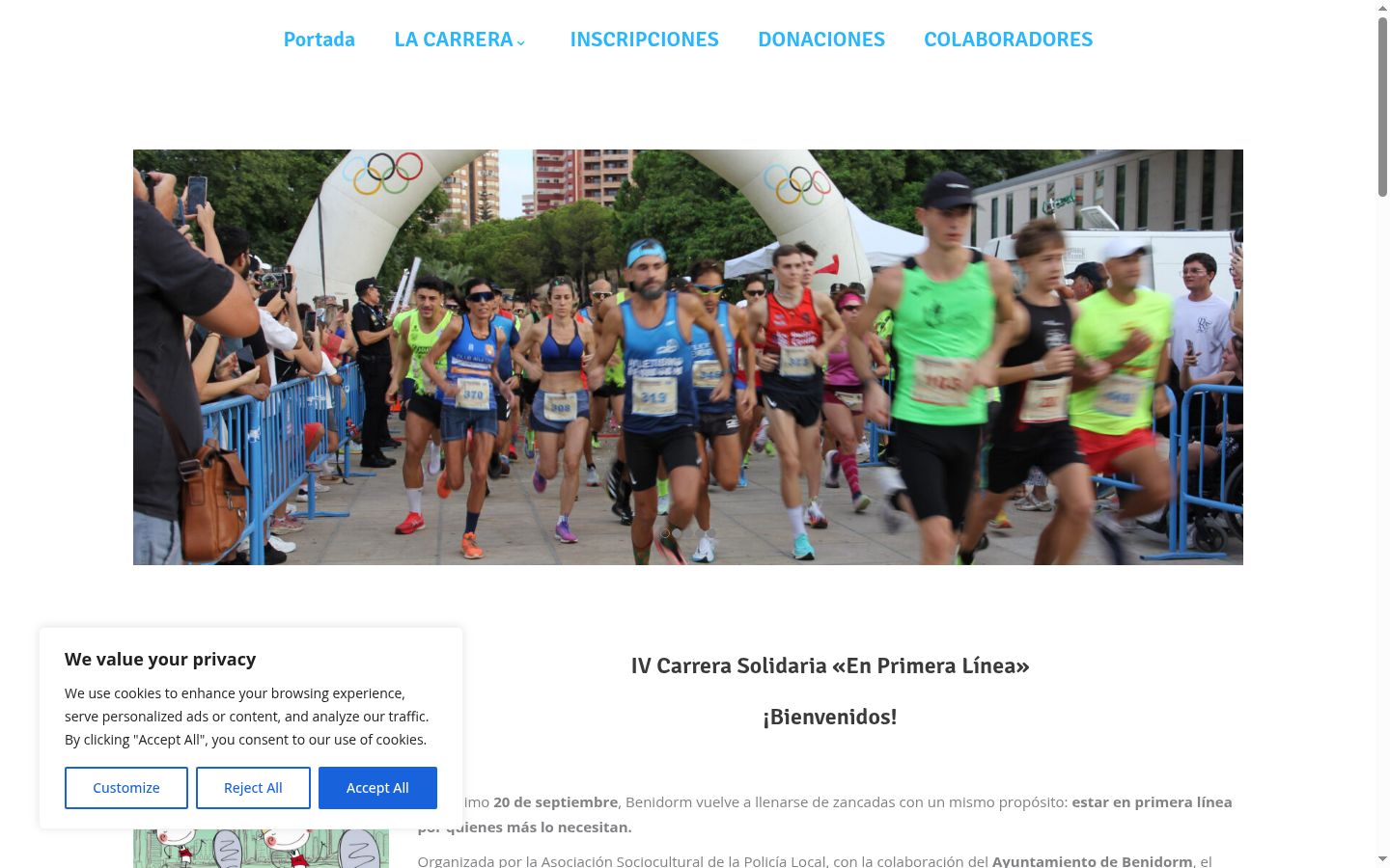 Screenshot del banner di consenso mostrato prima di qualsiasi interazione