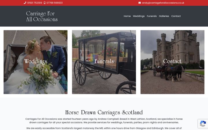 Screenshot of carriageforalloccasions.co.uk