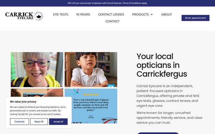 Screenshot of carrickeyecare.com