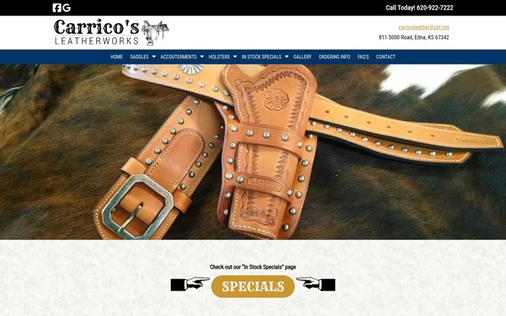 Screenshot of carricoleather.com