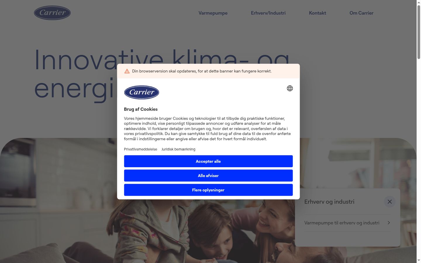 Kuvakaappaus suostumusbannerista, joka näytettiin ennen mitään vuorovaikutusta