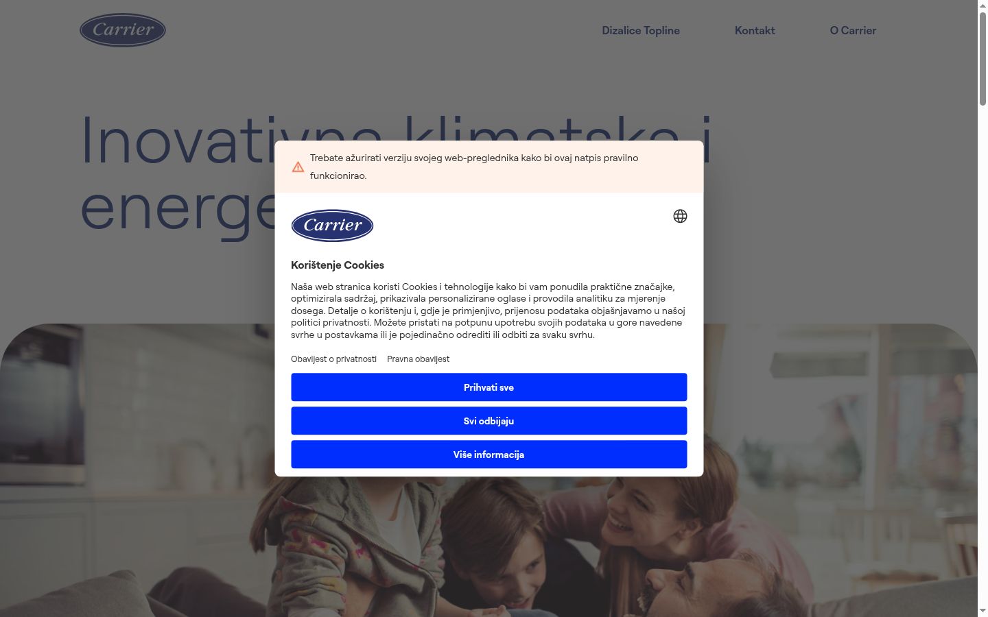 Screenshot of the consent banner shown before any interaction