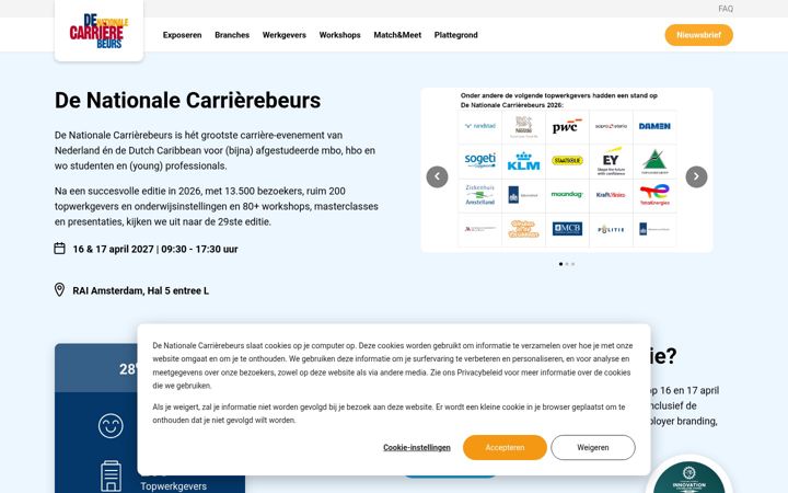Kuvakaappaus sivustosta carrierebeurs.nl