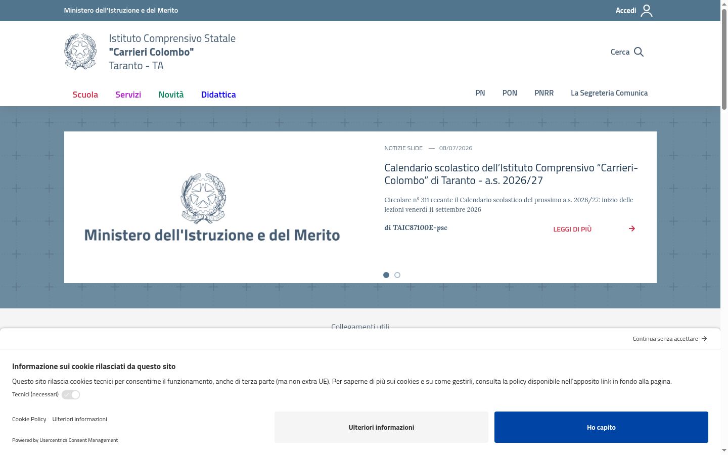 Screenshot des Einwilligungsbanners vor jeglicher Interaktion