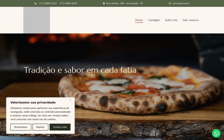 Screenshot of carrieripizzeria.com.br