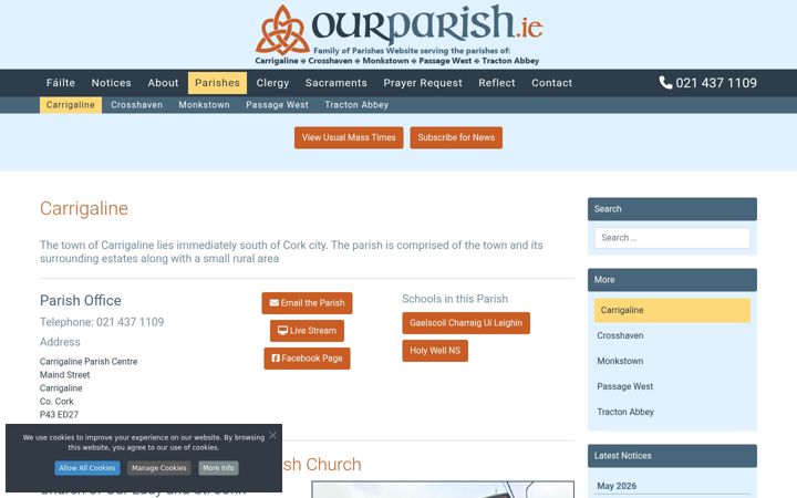 Ekrano kopija carrigalineparish.ie