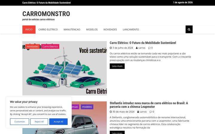 Screenshot stránky carromonstro.com.br