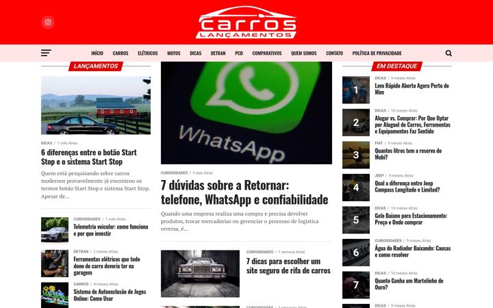 Screenshot of carroslancamentos.com.br