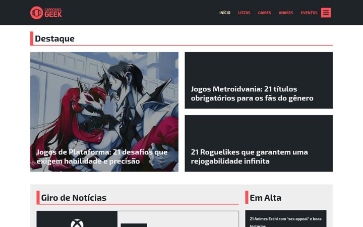 Screenshot stránky carrosselgeek.com.br