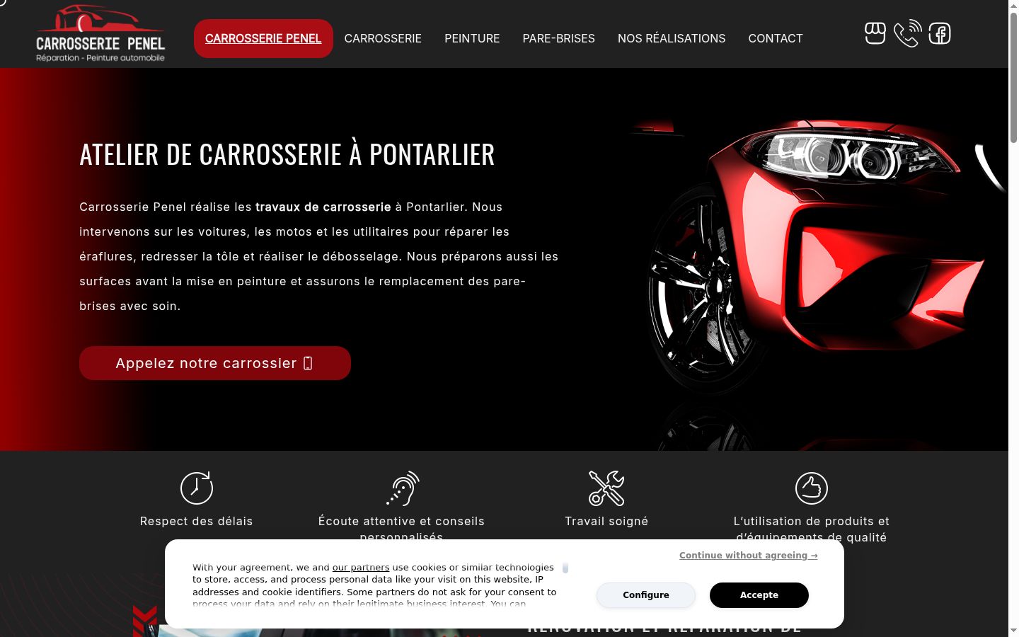 Captura de pantalla del banner de consentimiento mostrado antes de cualquier interacción