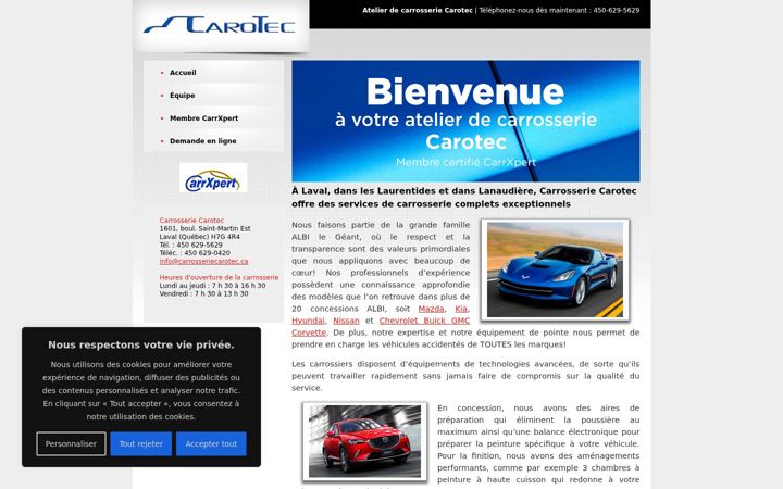 Screenshot of carrosseriecarotec.ca