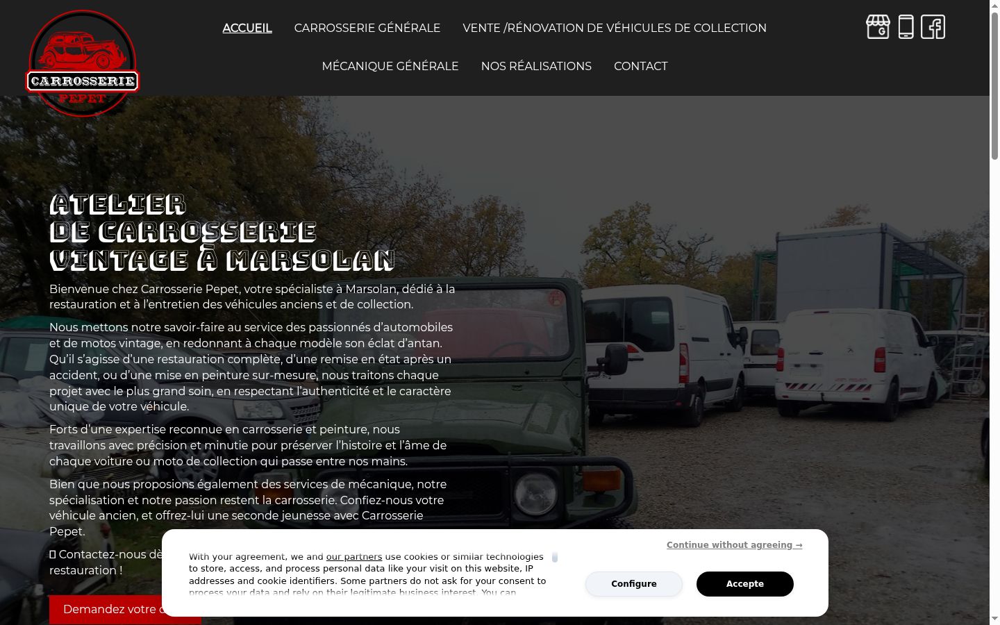 Screenshot del banner di consenso mostrato prima di qualsiasi interazione