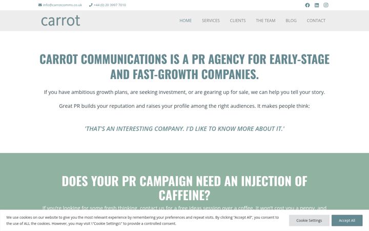Screenshot of carrotcomms.co.uk