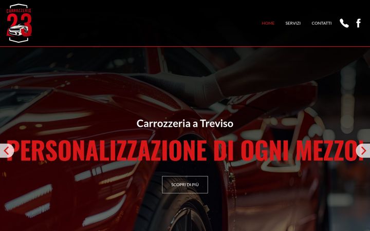 Kuvakaappaus sivustosta carrozzeria23.it