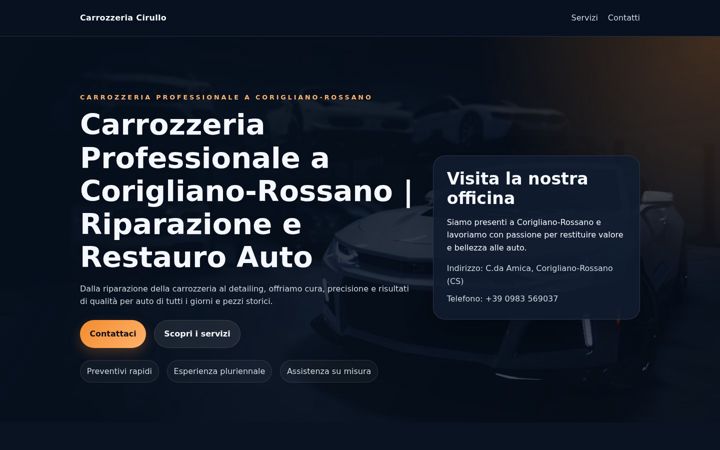 Ekrano kopija carrozzeriacirullo.it