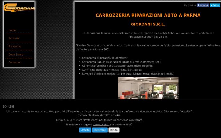 Captură de ecran a carrozzeriagiordani.it