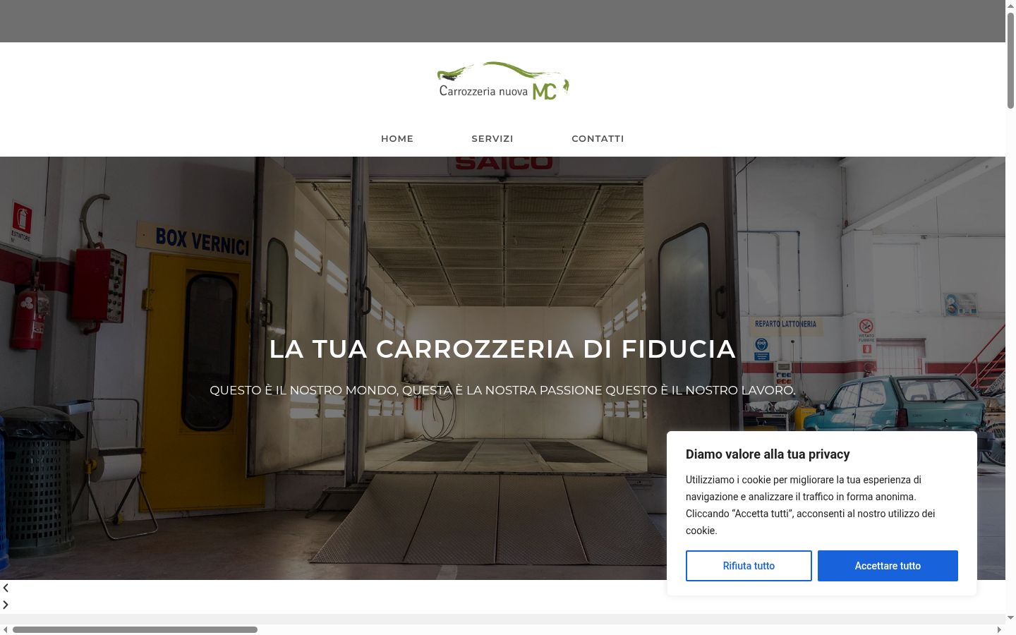 Screenshot del banner di consenso mostrato prima di qualsiasi interazione