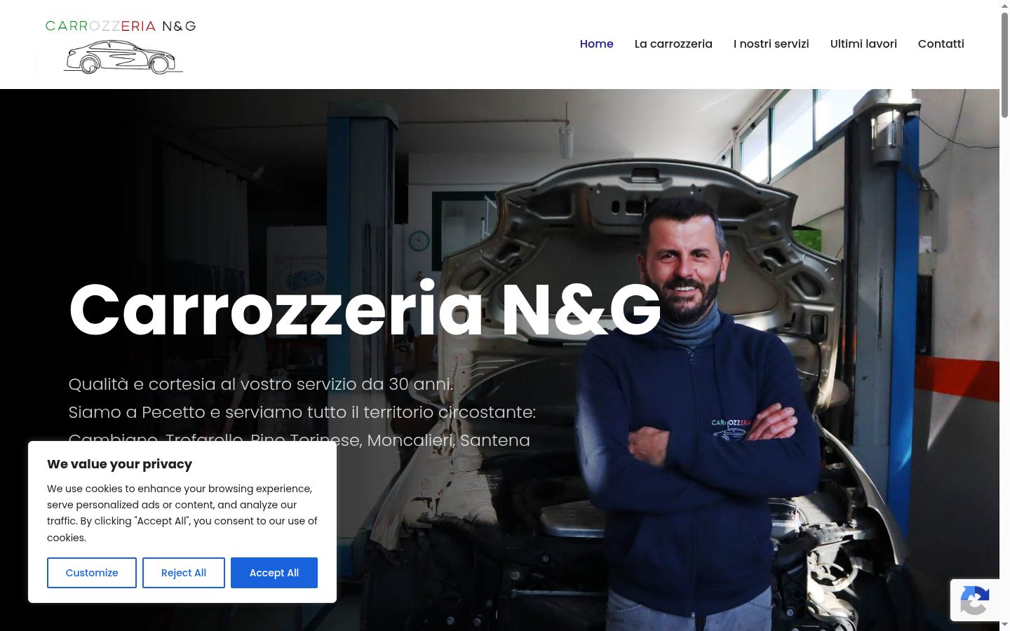 Screenshot del banner di consenso mostrato prima di qualsiasi interazione