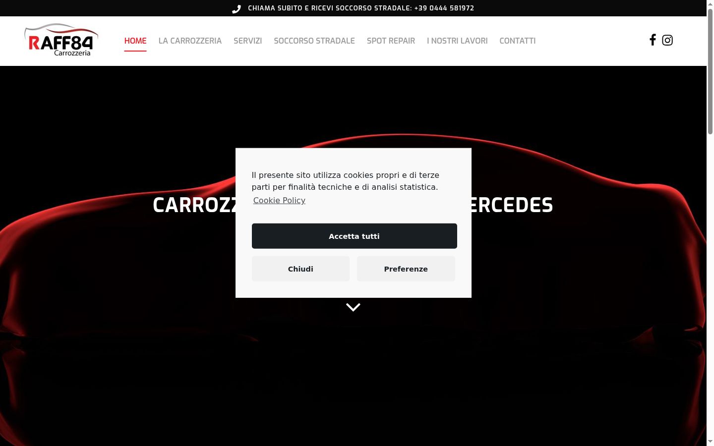 Screenshot del banner di consenso mostrato prima di qualsiasi interazione