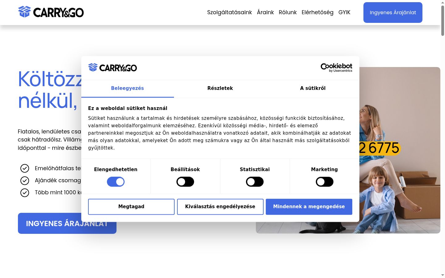 Posnetek zaslona pasice za privolitev, prikazane pred kakršno koli interakcijo