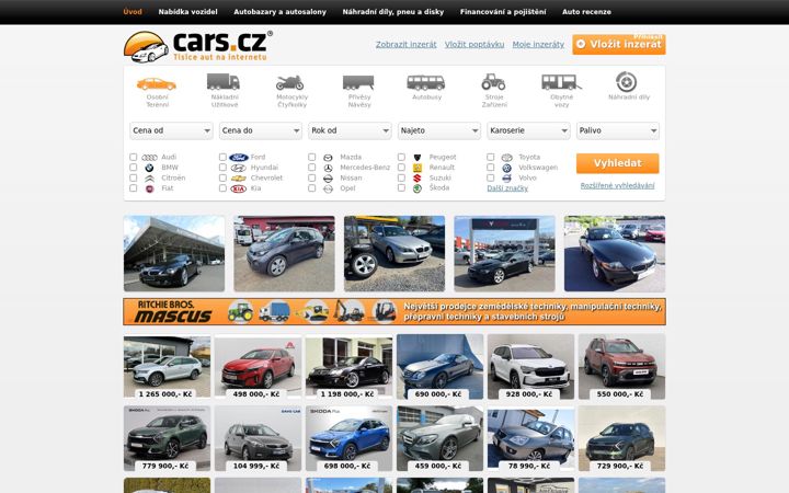 Screenshot of cars.cz