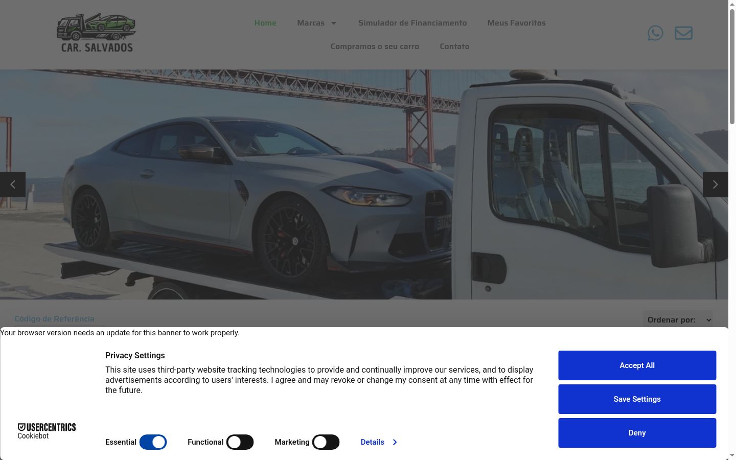 Skærmbillede af samtykkebanneret, som det blev vist før nogen interaktion