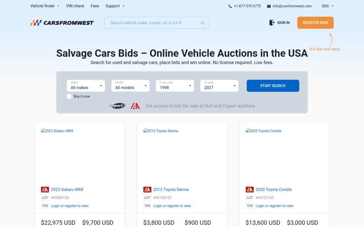 Screenshot di carsfromwest.com