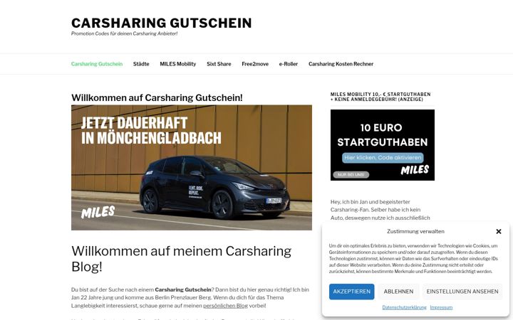 Screenshot von carsharinggutschein.de