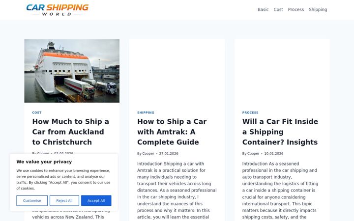 Screenshot of carshippingworld.com