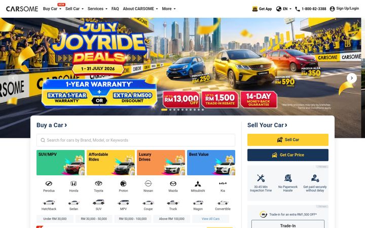 Screenshot of carsome.com