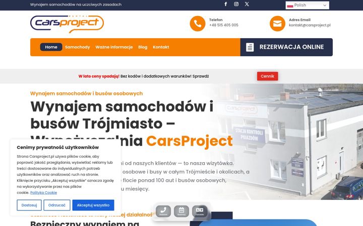 Snímek obrazovky carsproject.pl