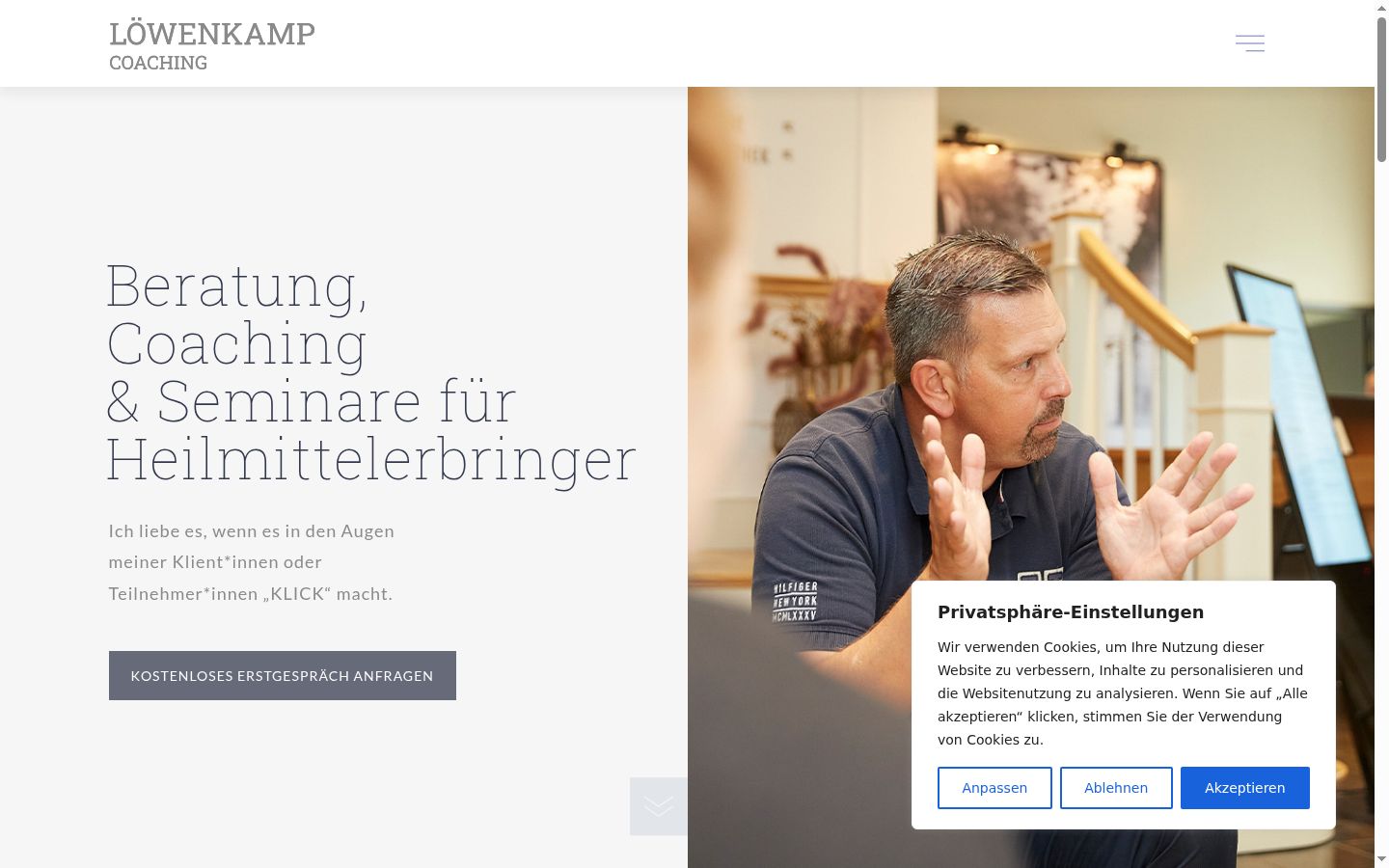 Screenshot des Einwilligungsbanners vor jeglicher Interaktion