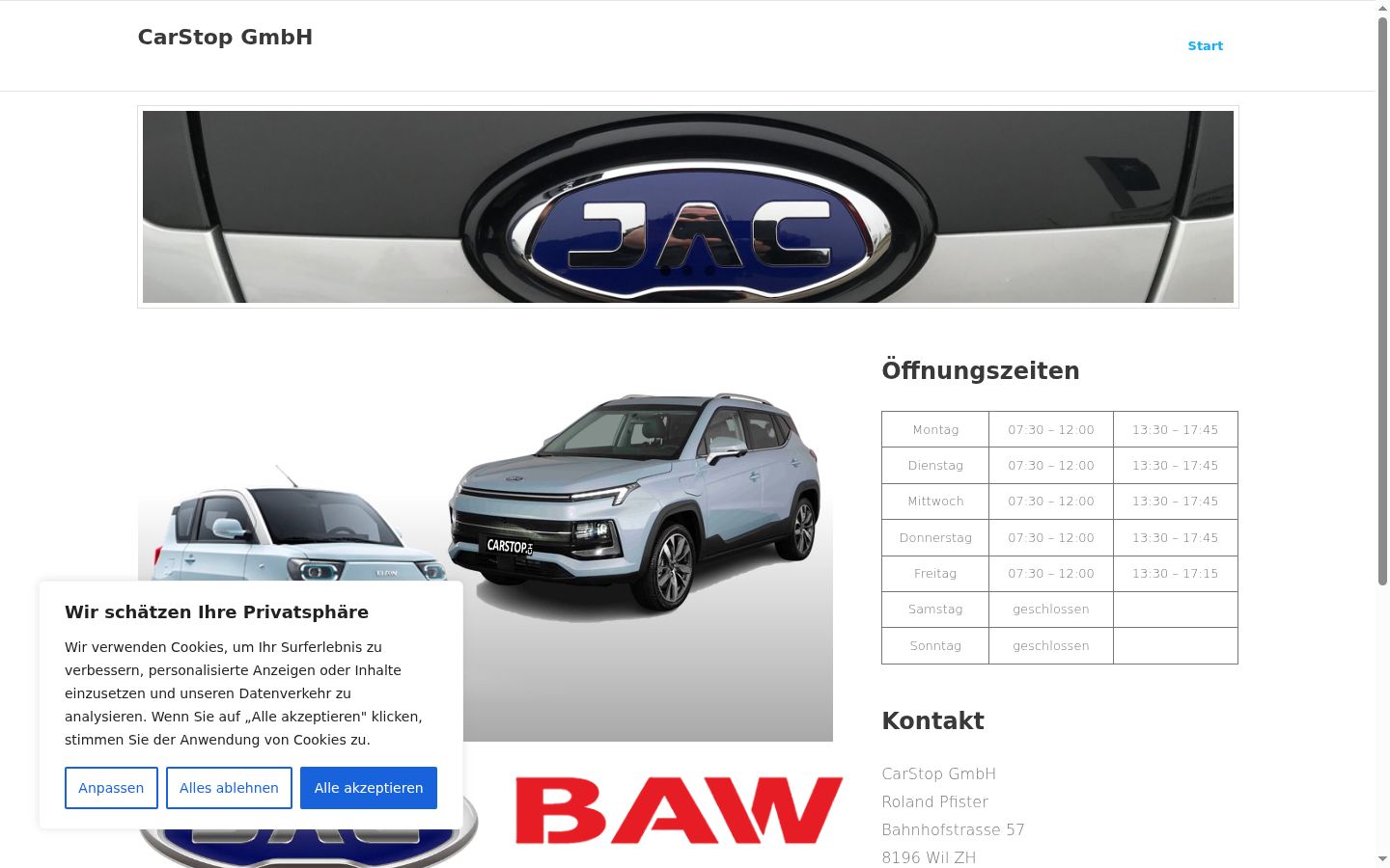 Screenshot van de toestemmingsbanner zoals getoond vóór enige interactie