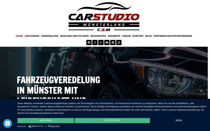 Snímek obrazovky carstudiomuensterland.de